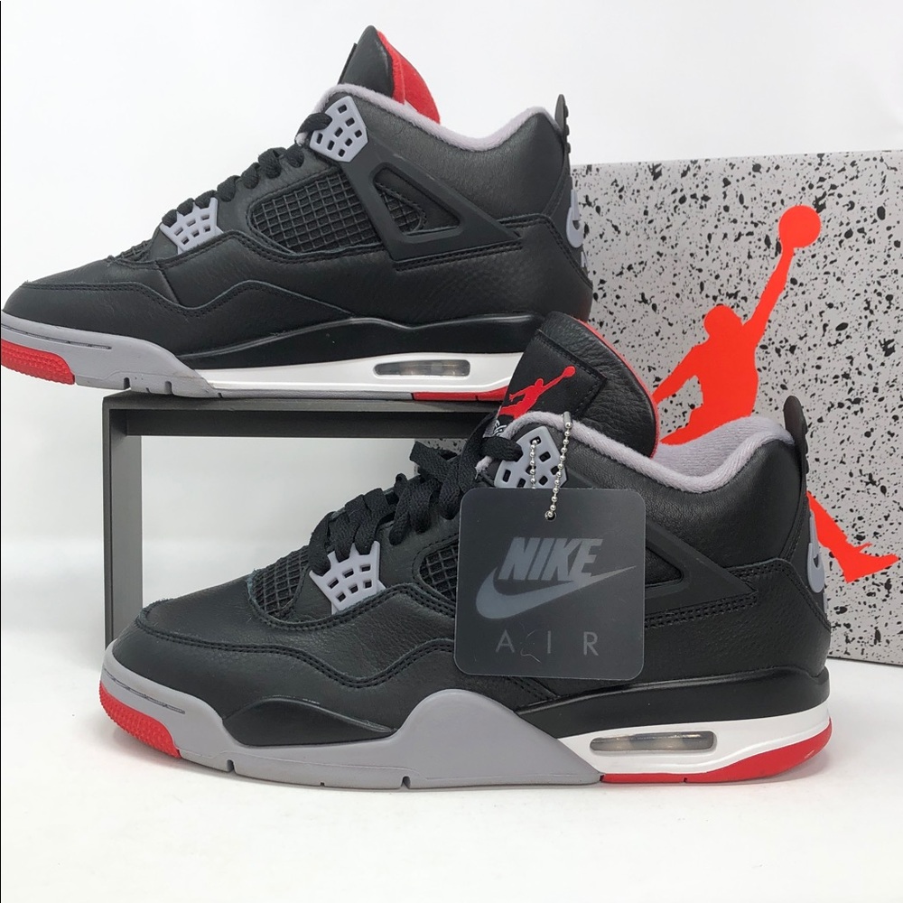 Air Jordan 4 Retro Bred Reimagined FV5029-006 Black Fire Red Sneakers- Size 8.5 - Picture 4 of 14